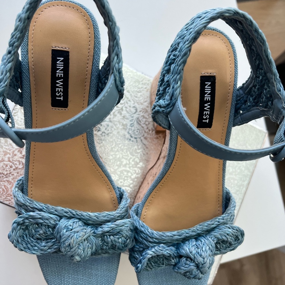 Nine West Light Blue Braided Sandals BRAND NEW